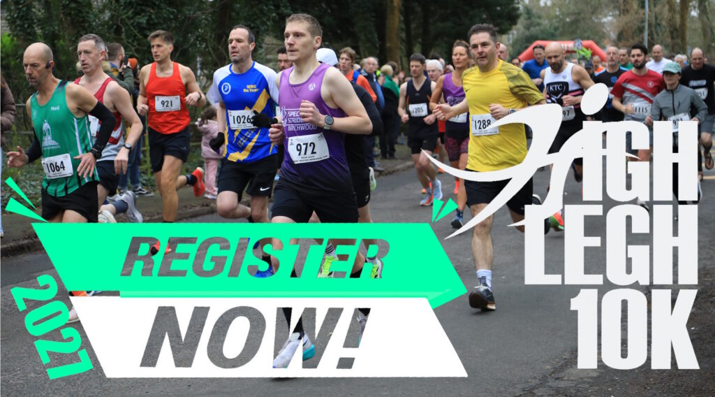 Register Now graphic for the 2027 High Legh 10k